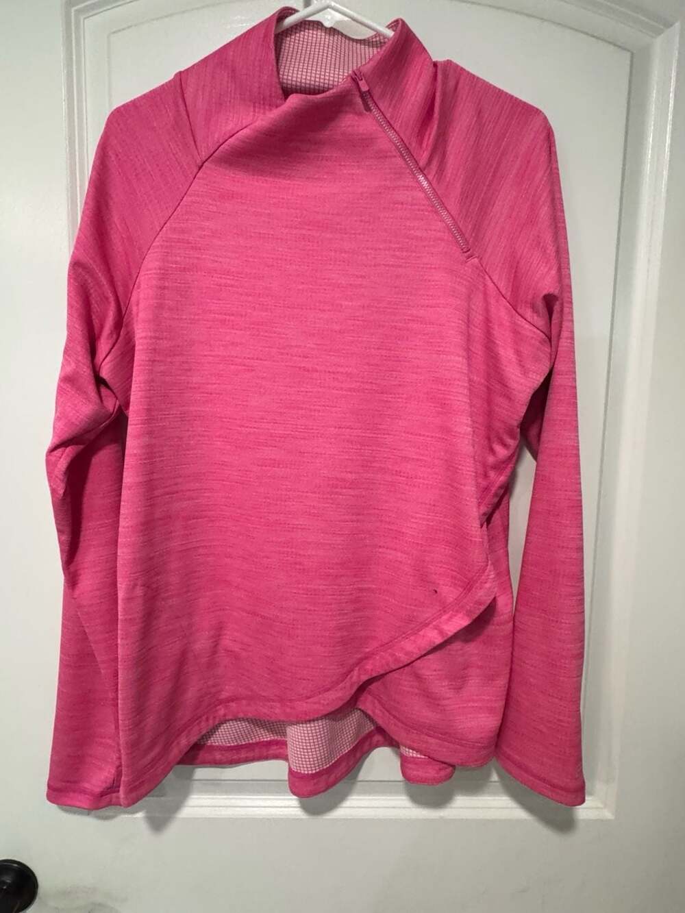 Hot Pink Quarter Zip Athletic Pullover Thumbholes Zipper Pockets Women’s XXL